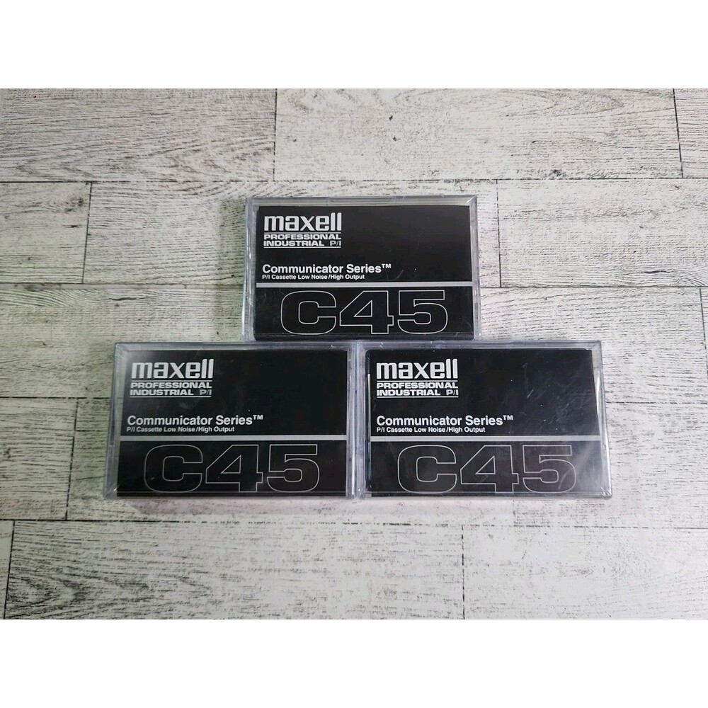 3 NEW Maxell C45 Communicator Series Low Noise High Output Cassette Tapes Sealed